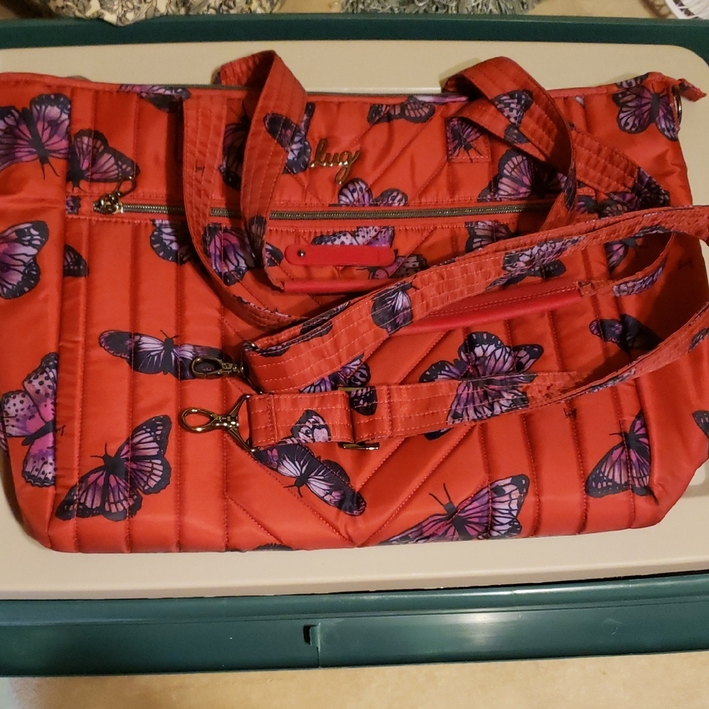 Lug Women's Poppy, Red and Purple Butterfly Paddle Travel Bag